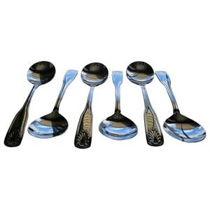 Stainless Steel Soup Spoons Adams-Burch Bouillon Spoons Set Of 6 New